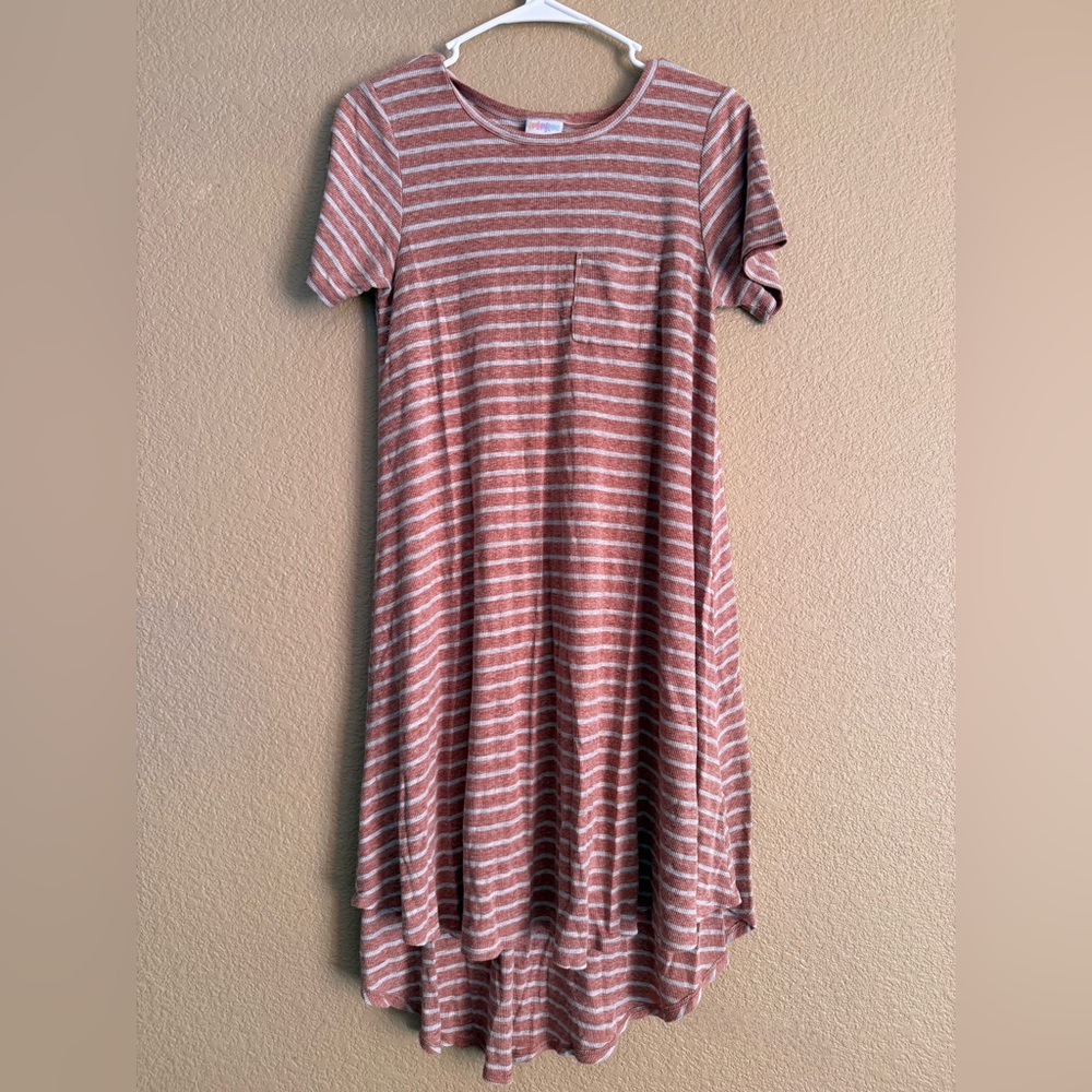 LuLaRoe Pink and White High Low Swing Dress